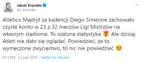 SZALONA statystyka Atletico Diego Simeone w LM O.o